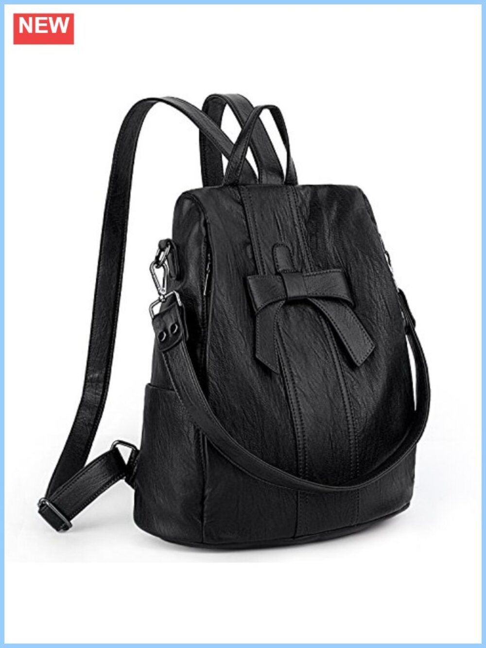 Anti-Theft Washable Leather Convertible Backpack Purse